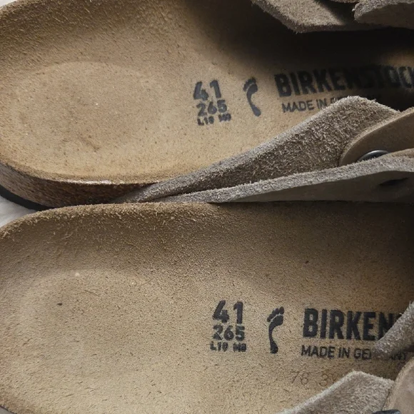 Birkenstock Tan Suede Mules with Buckle - Picture 3 of 3